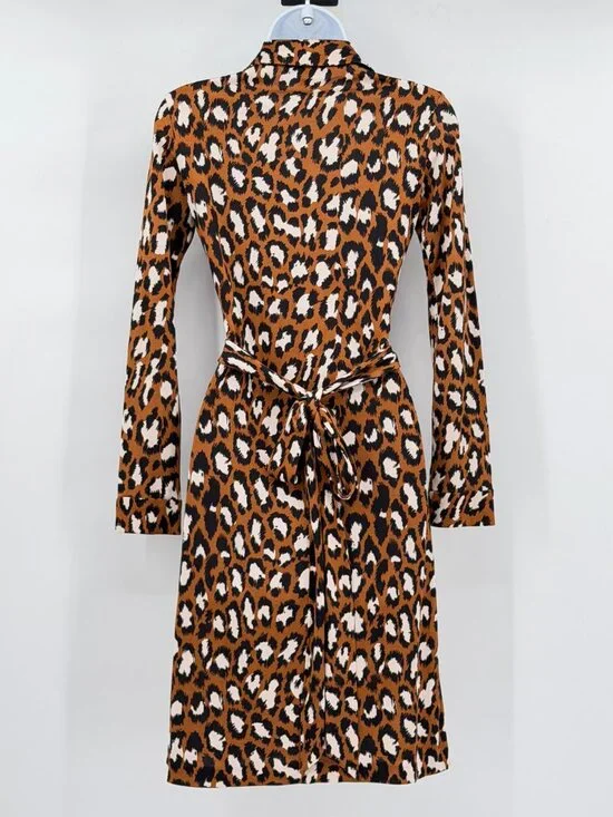 Diane von Furstenberg Silk Wrap Dress Leopard Cocktail 2 - Picture 4 of 12